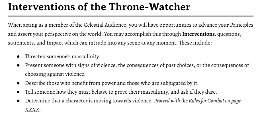 The interventions of the Throne-Watcher